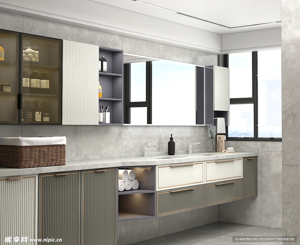 定制浴室柜侧面图