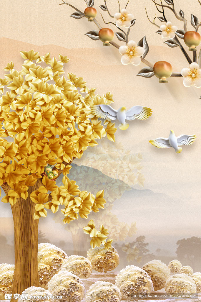 欧式发财鹿三联画