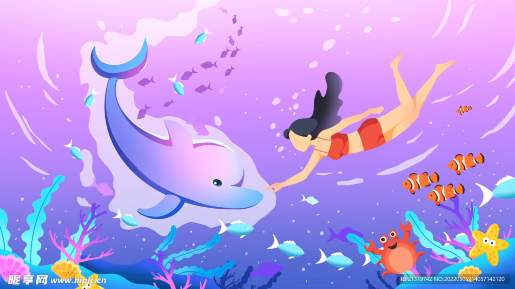 卡通海豚插画