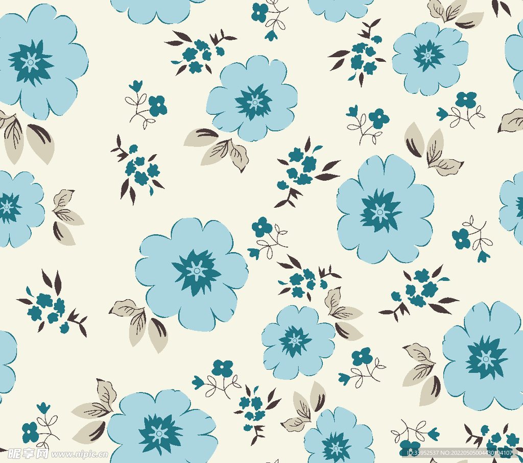 花朵叶子 手绘 碎花