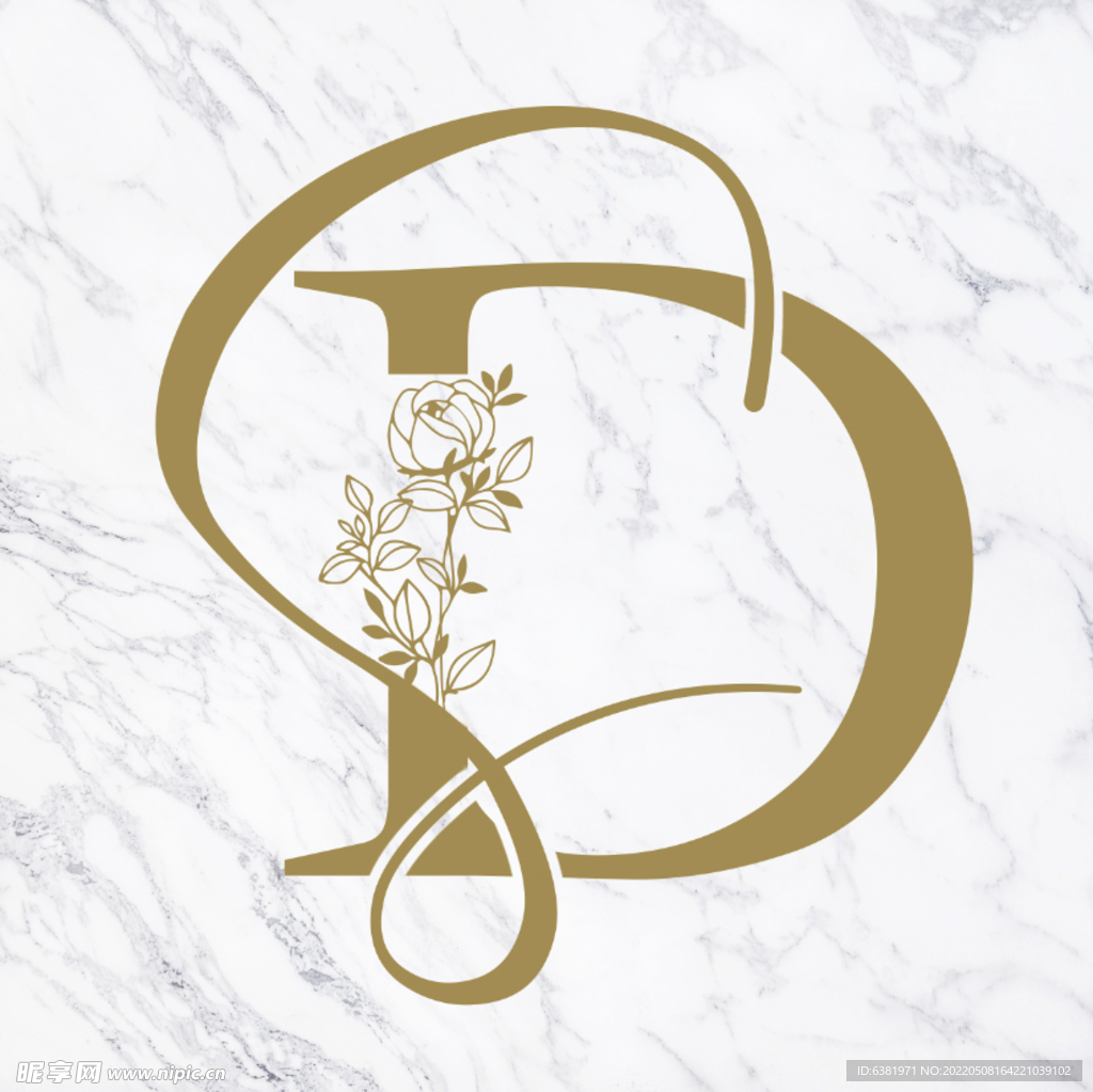 婚礼标志字母LOGO大理石背景