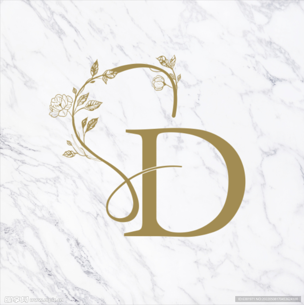 婚礼标志字母LOGO大理石背景