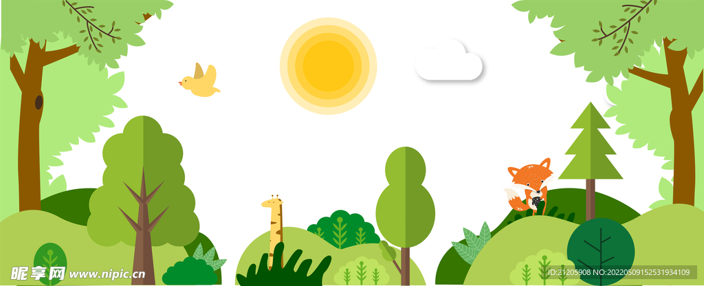 幼儿园墙绘  森林  动物