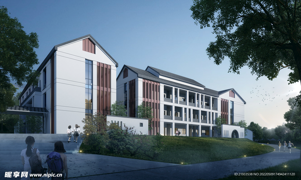 小学学校幼儿园清晨建筑外观