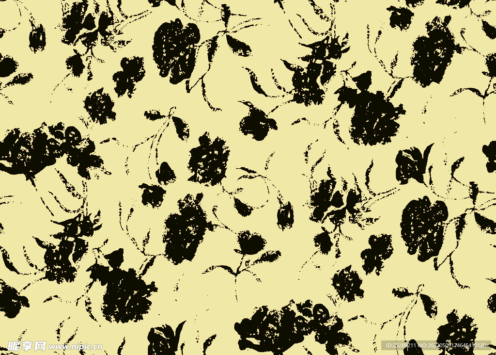 大牌 数码 手绘 黑花 线条