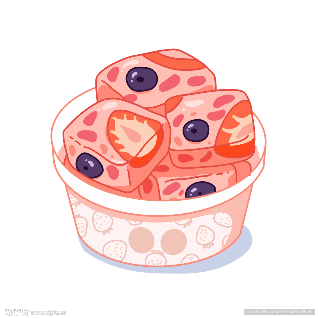 手绘插画炒酸奶夏季美食分层文件