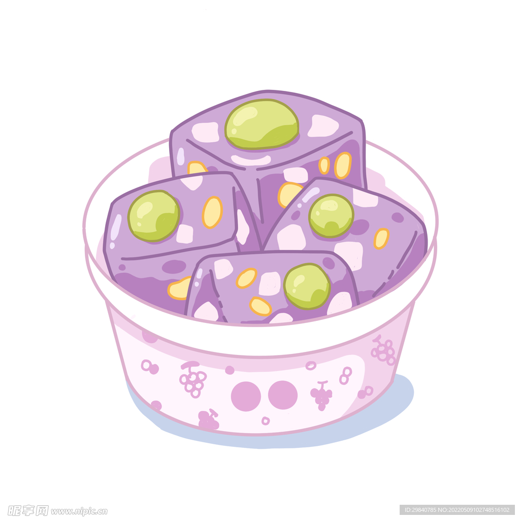 手绘插画炒酸奶夏季美食分层文件