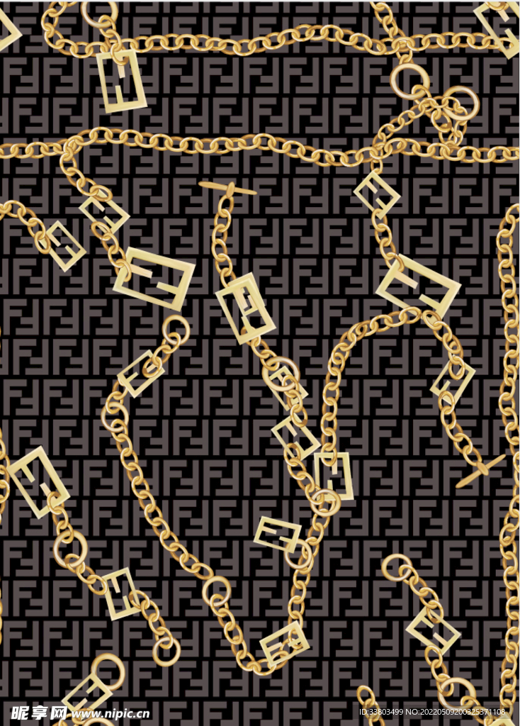 大牌芬迪链条皮带扣