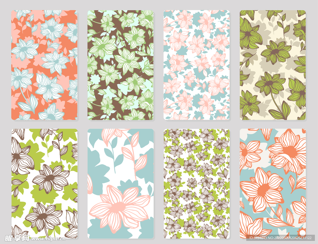 鲜花绿叶花纹背景