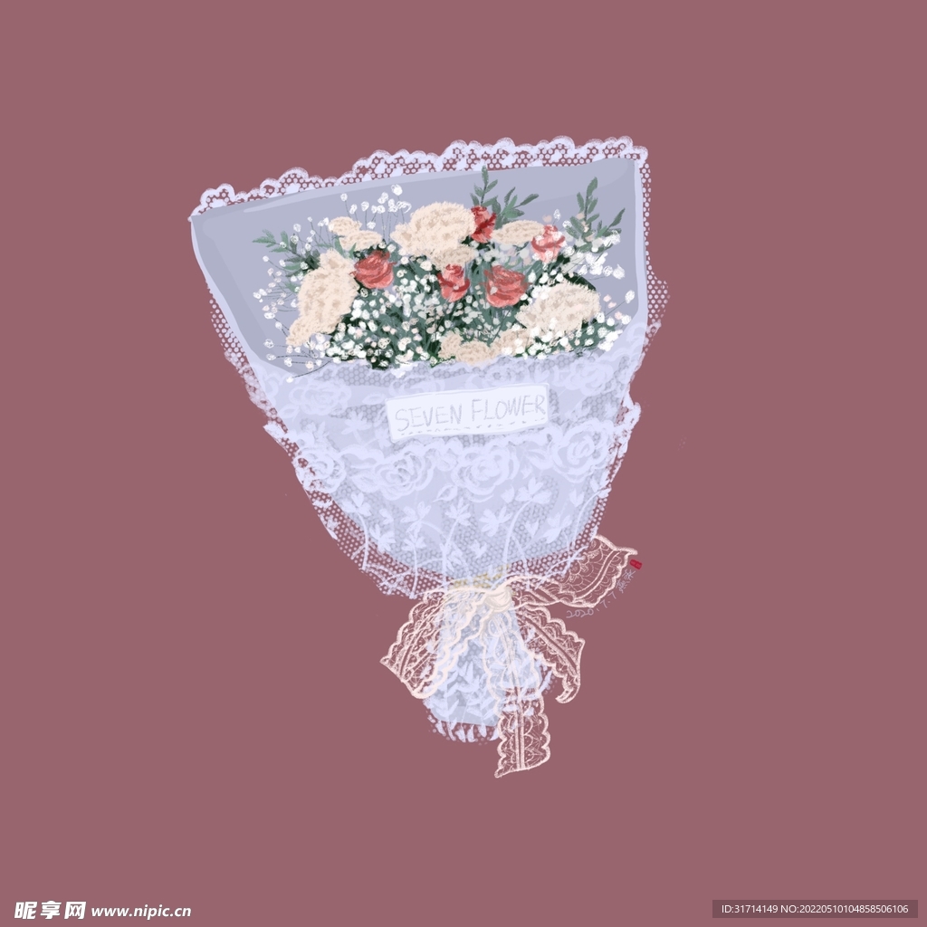 扁平风康乃馨花束