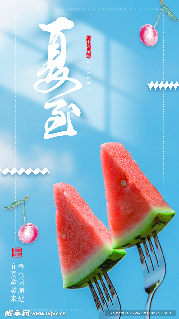 二十四节气夏至简约宣传海报