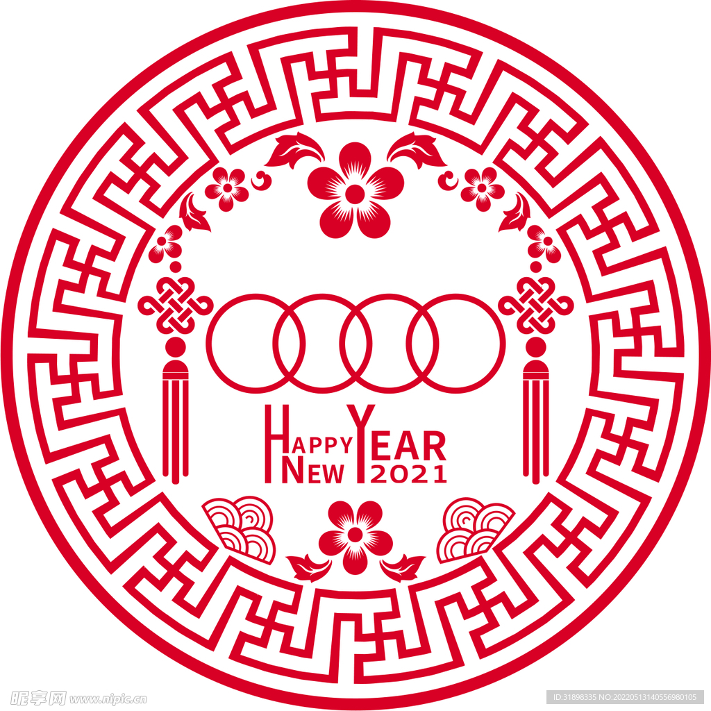 新年红色窗花剪纸