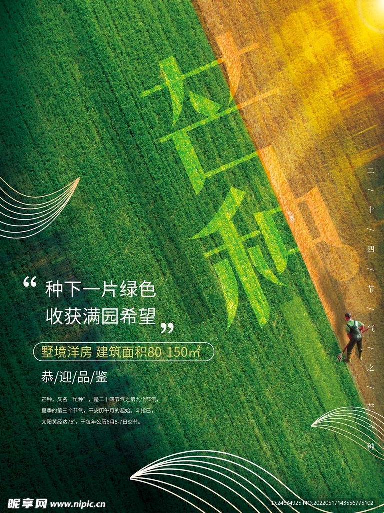  二十四节气芒种地产借势海报 