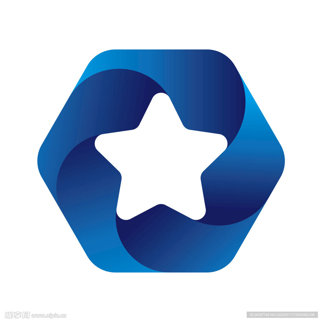 渐变六边形镂空星星