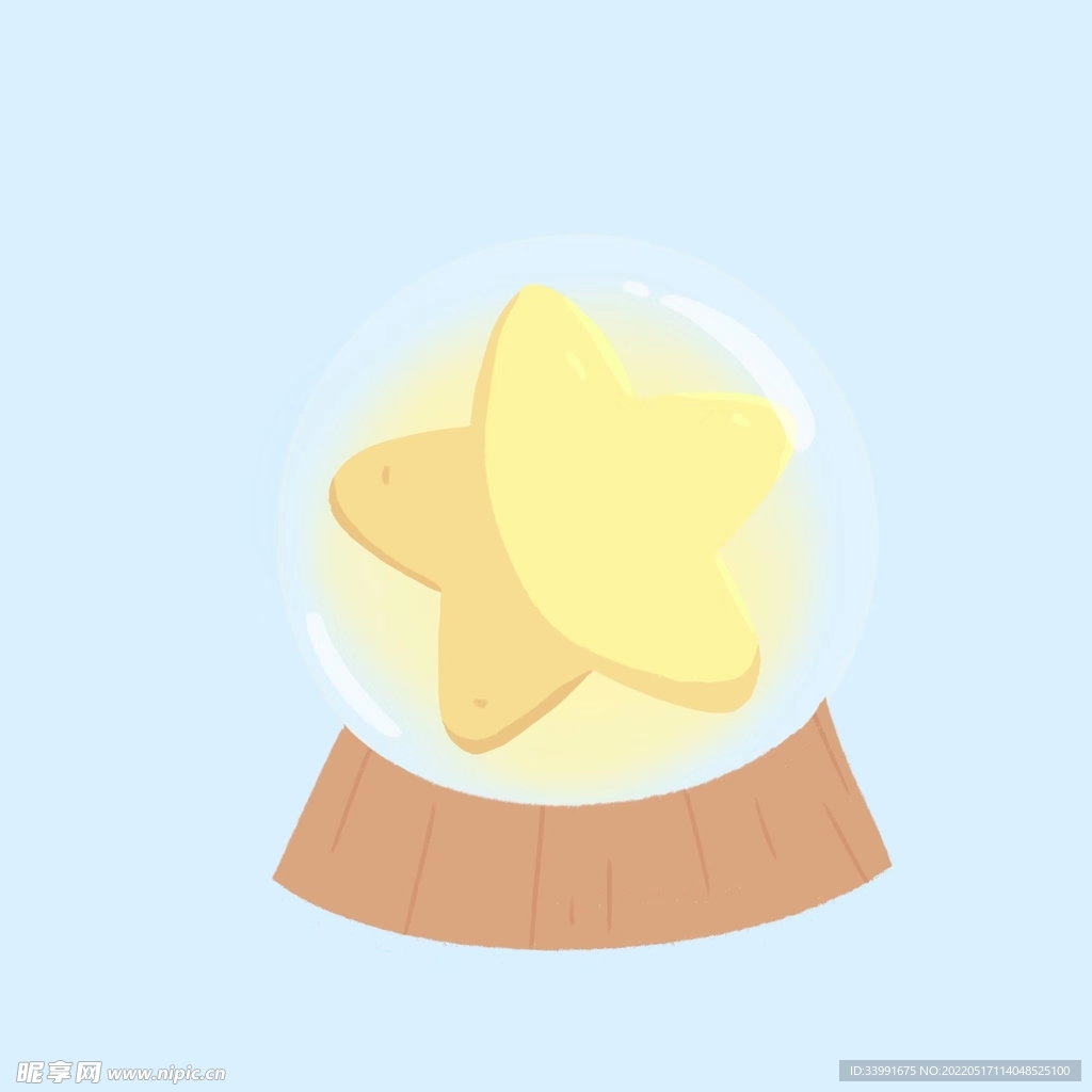 卡通星愿水晶球 扁平机理风