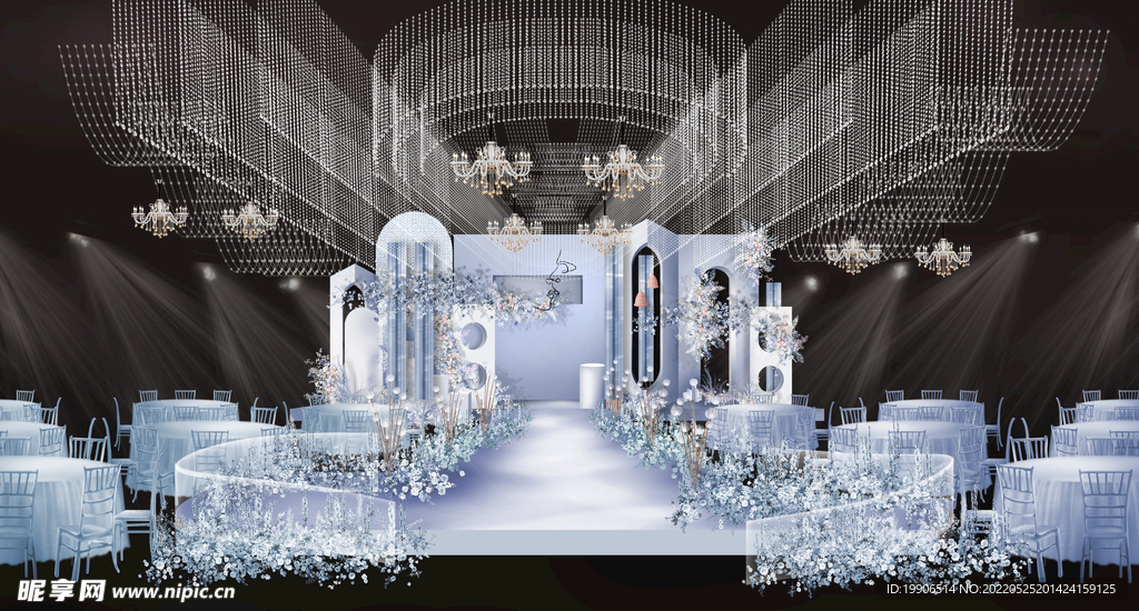 雾霾蓝色水晶婚礼效果图