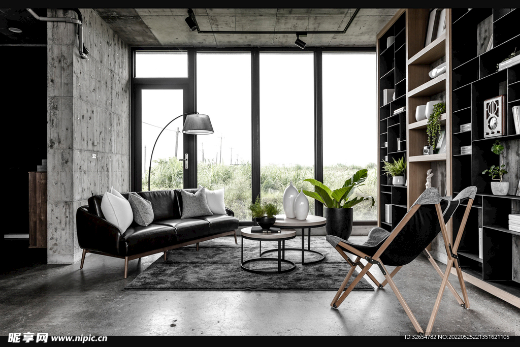 黑白灰客厅场景