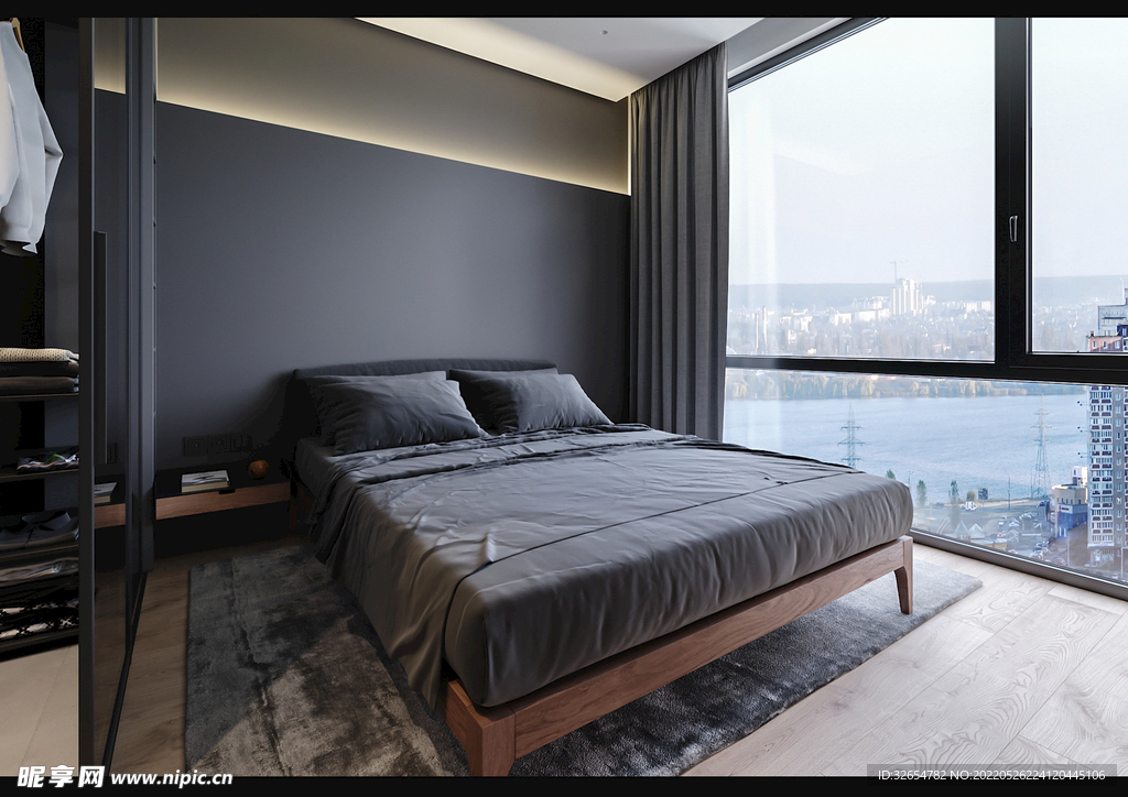 现代轻奢卧室效果图