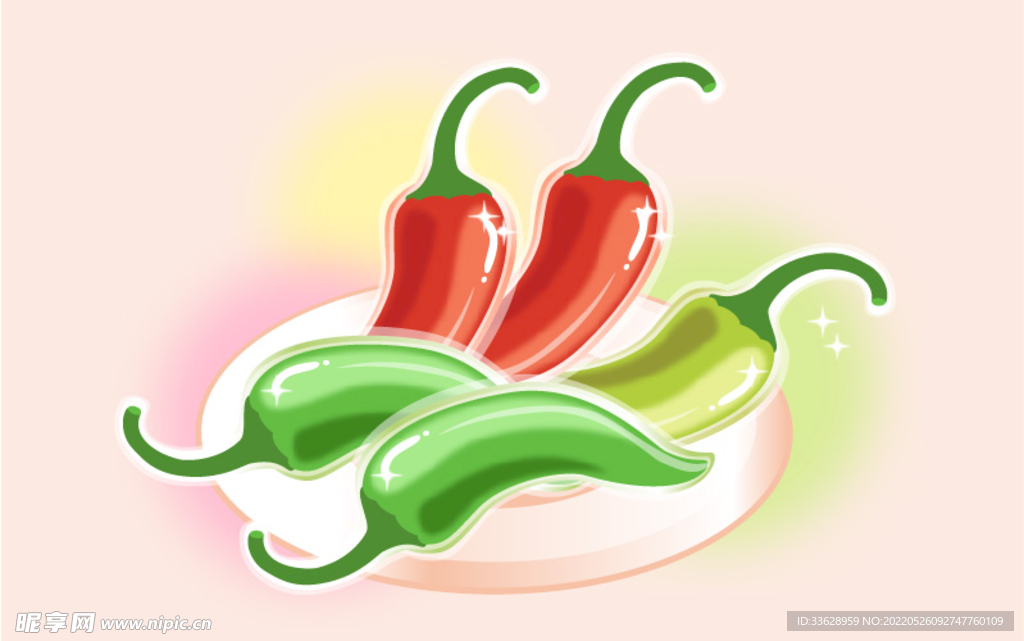通透辣椒手绘插画