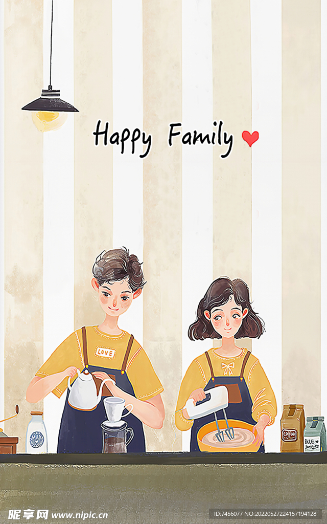 夫妻情侣插画装饰画