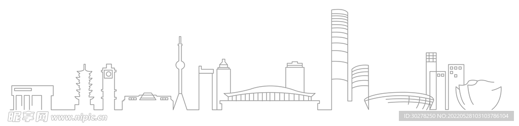 城市线条剪影