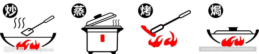 食用方法  矢量 做饭 