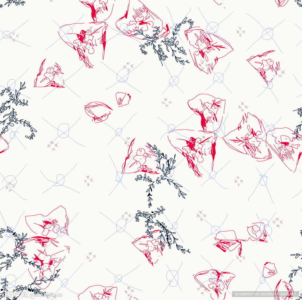 大牌线条涂鸦乱花