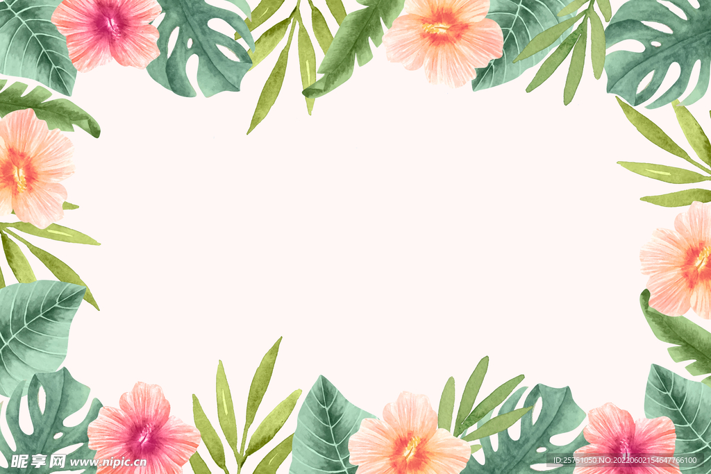 水彩夏季花卉背景