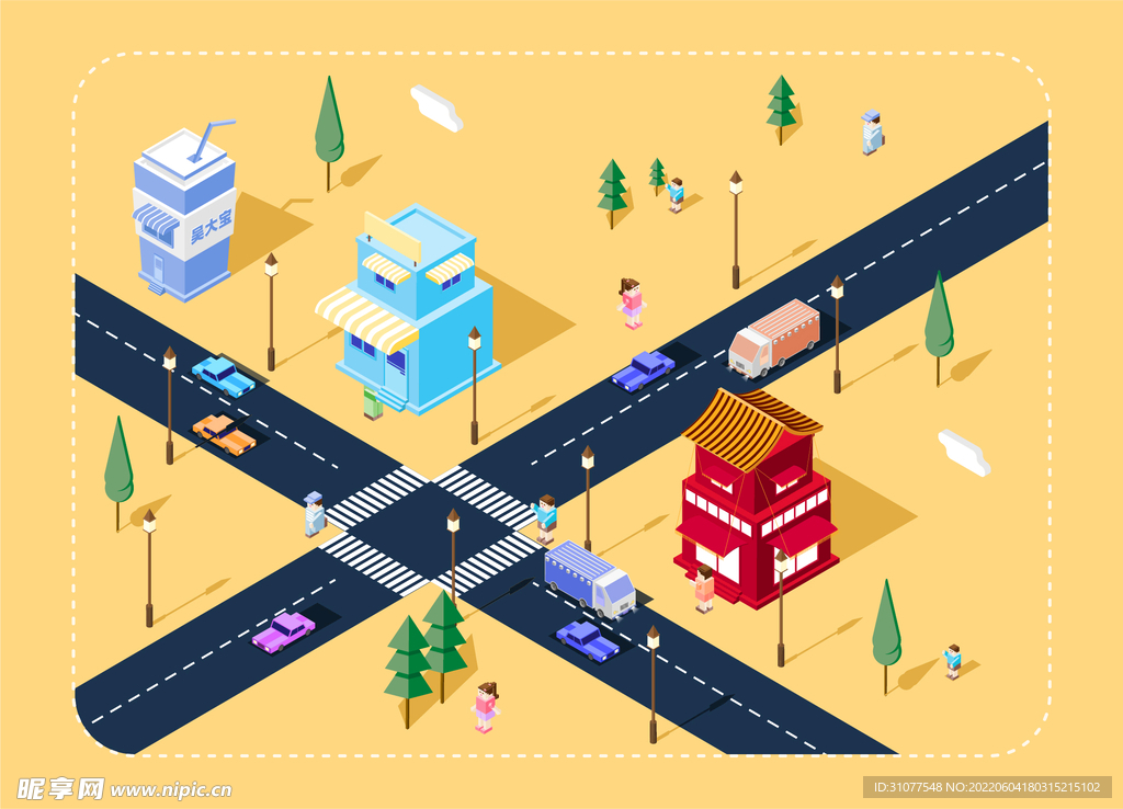 小房子小人小汽车