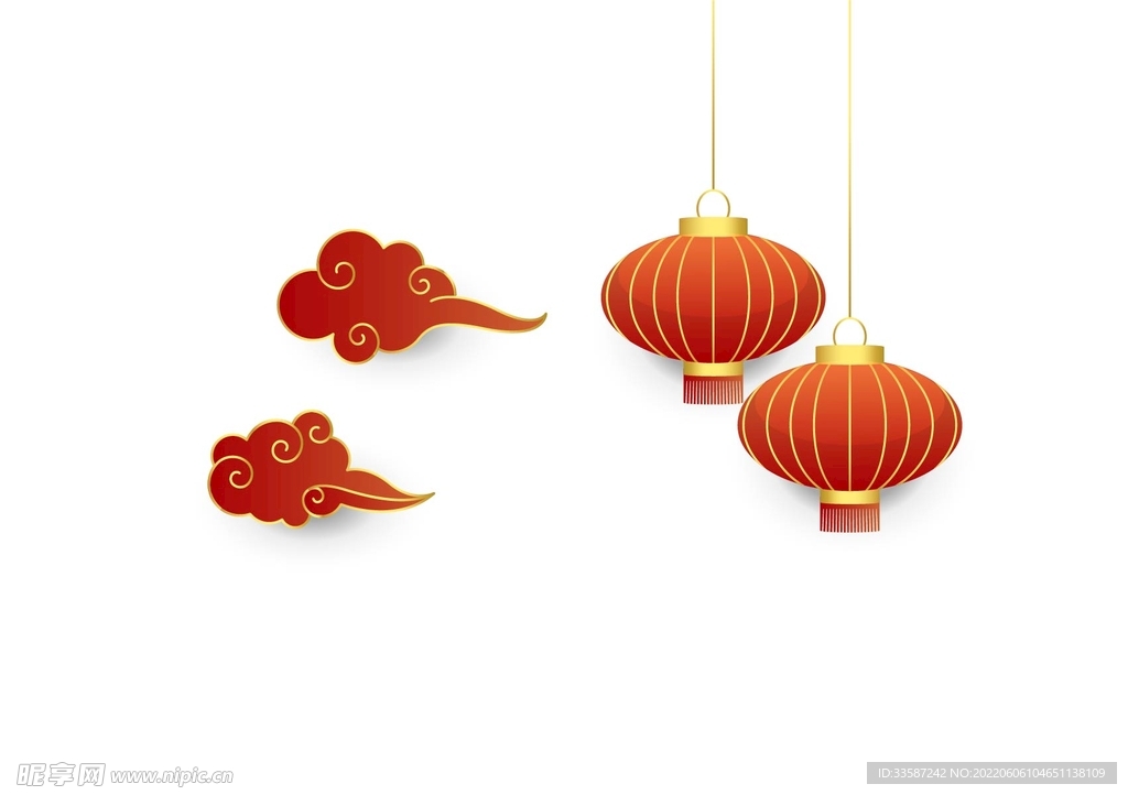 喜庆过年贺新春灯笼祥云春节元素