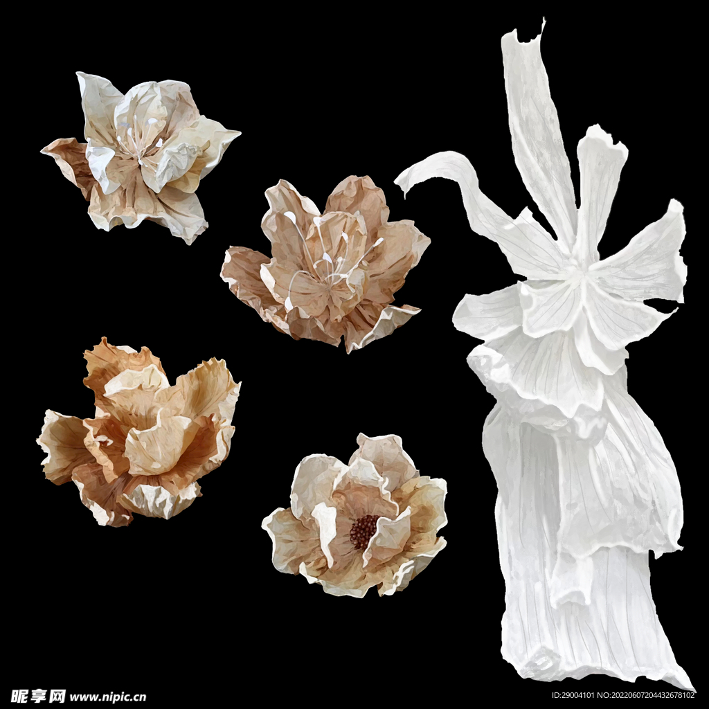 手绘大型纸艺花婚礼素材效果图