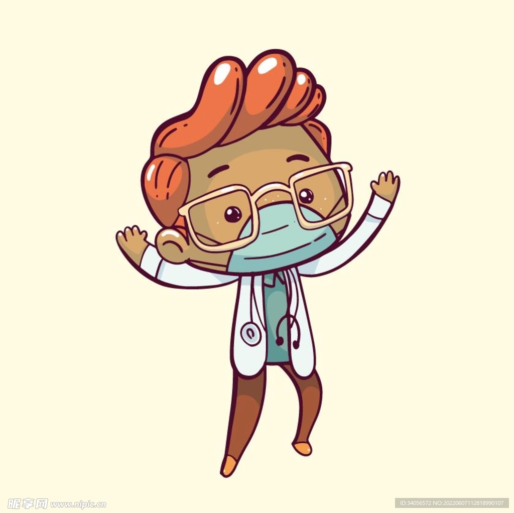 戴口罩的医生矢量图