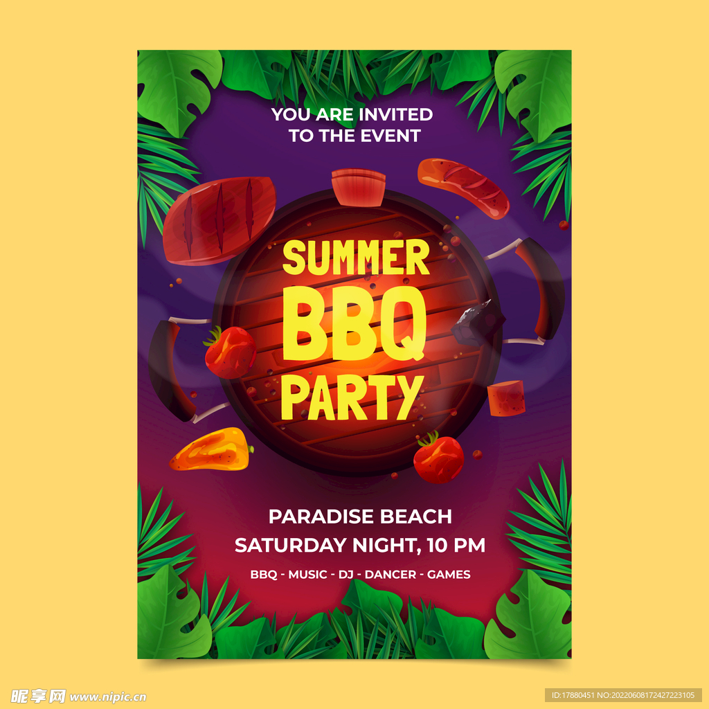 夏季BBQ派对海报