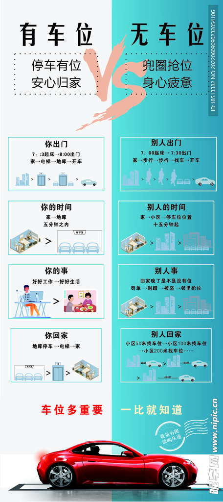 有无车位 对比 易拉宝