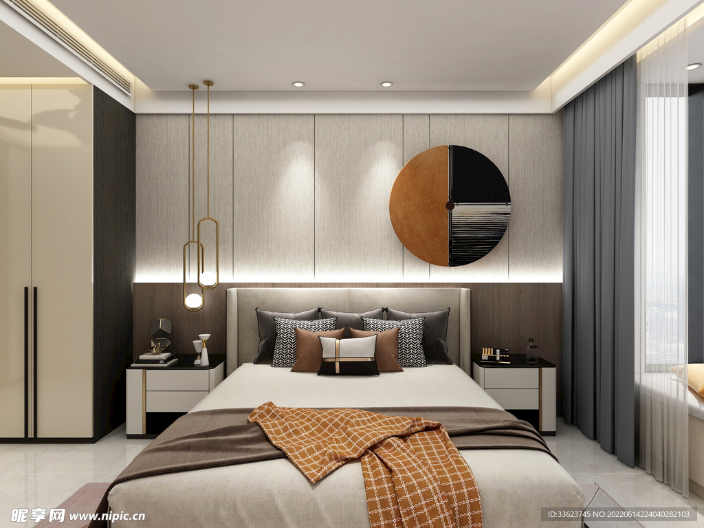 现代轻奢卧室背景