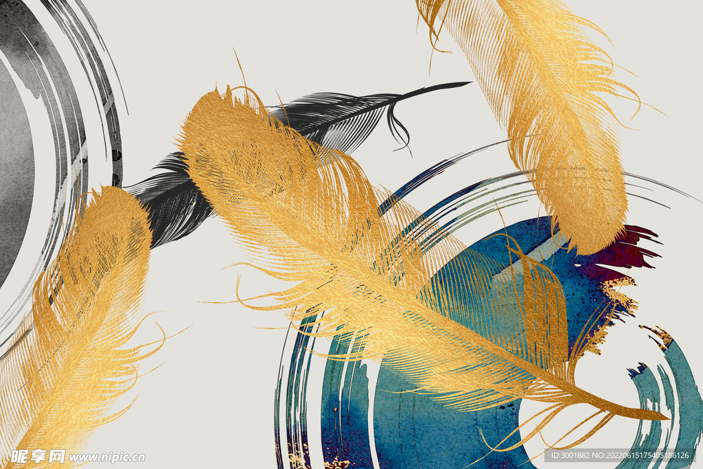 轻奢装饰画 羽毛