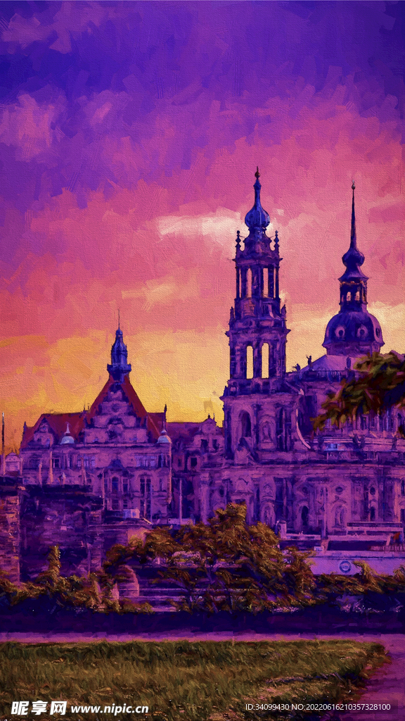 唯美风景油画背景图