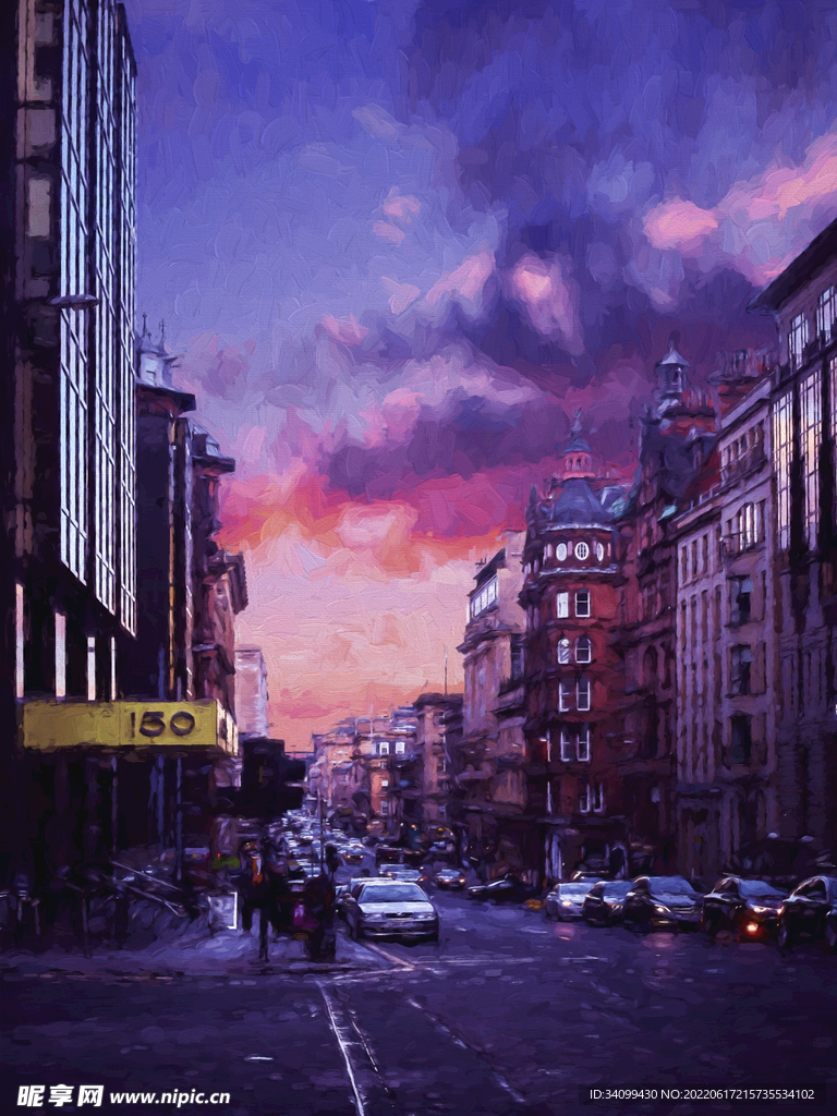 唯美风景油画背景