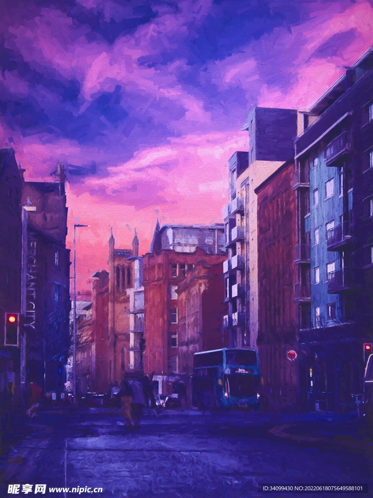 唯美风景油画背景