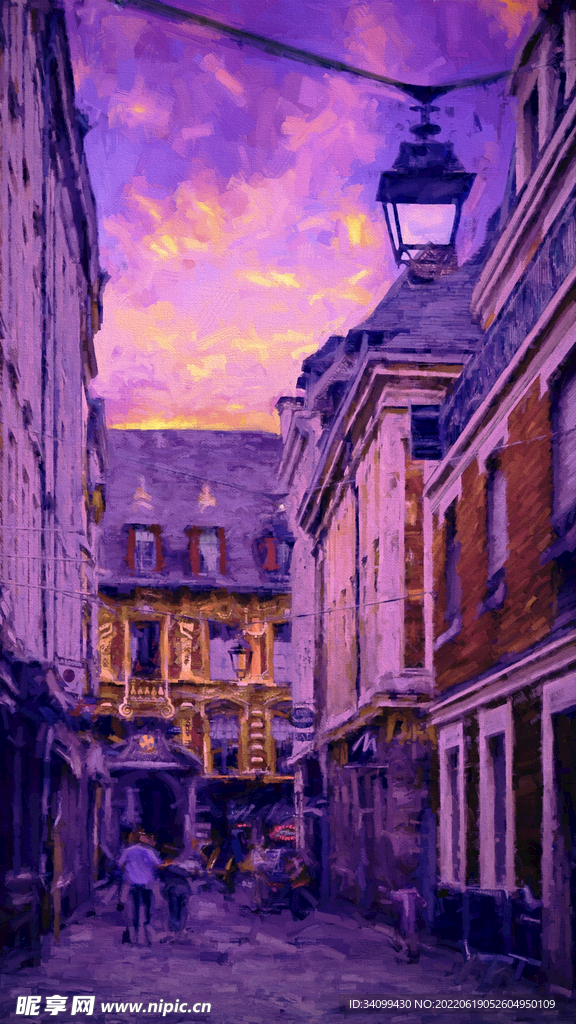  唯美风景油画背景