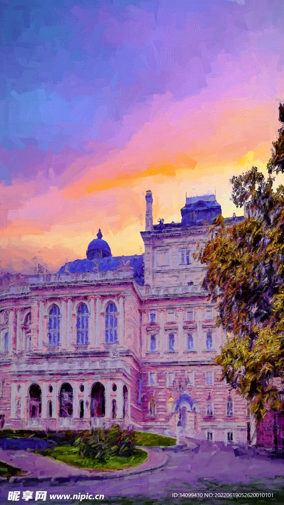 唯美风景油画背景