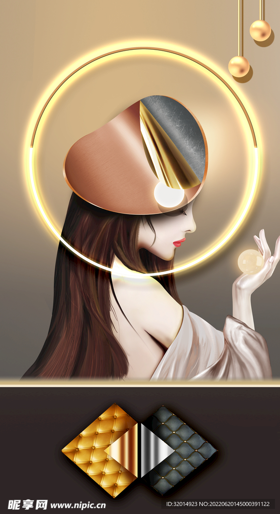 美女几何装饰画