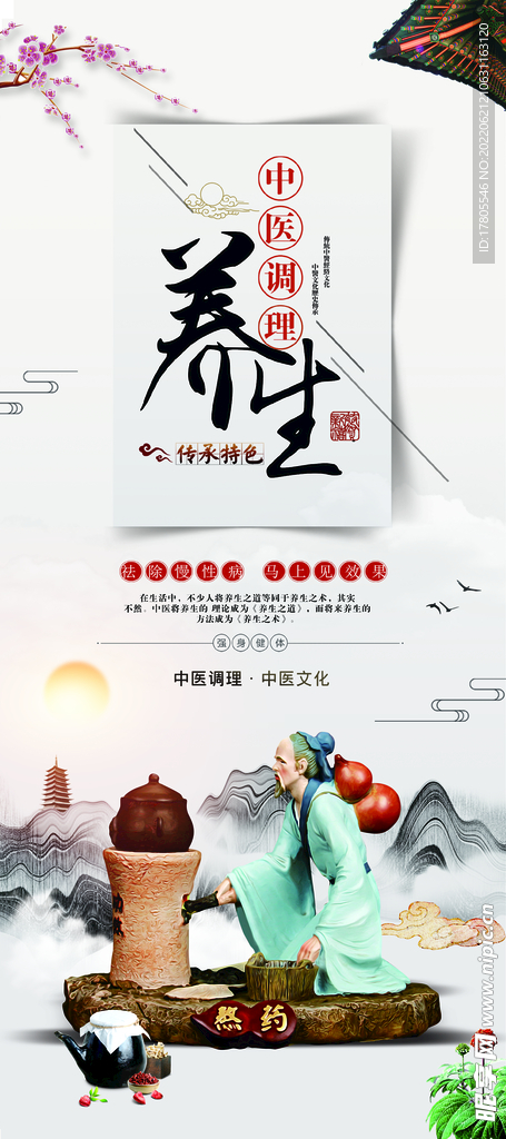 养生之道 山水墨国风 中医中药