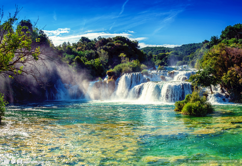 瀑布 溪水 流水 森林 小溪 