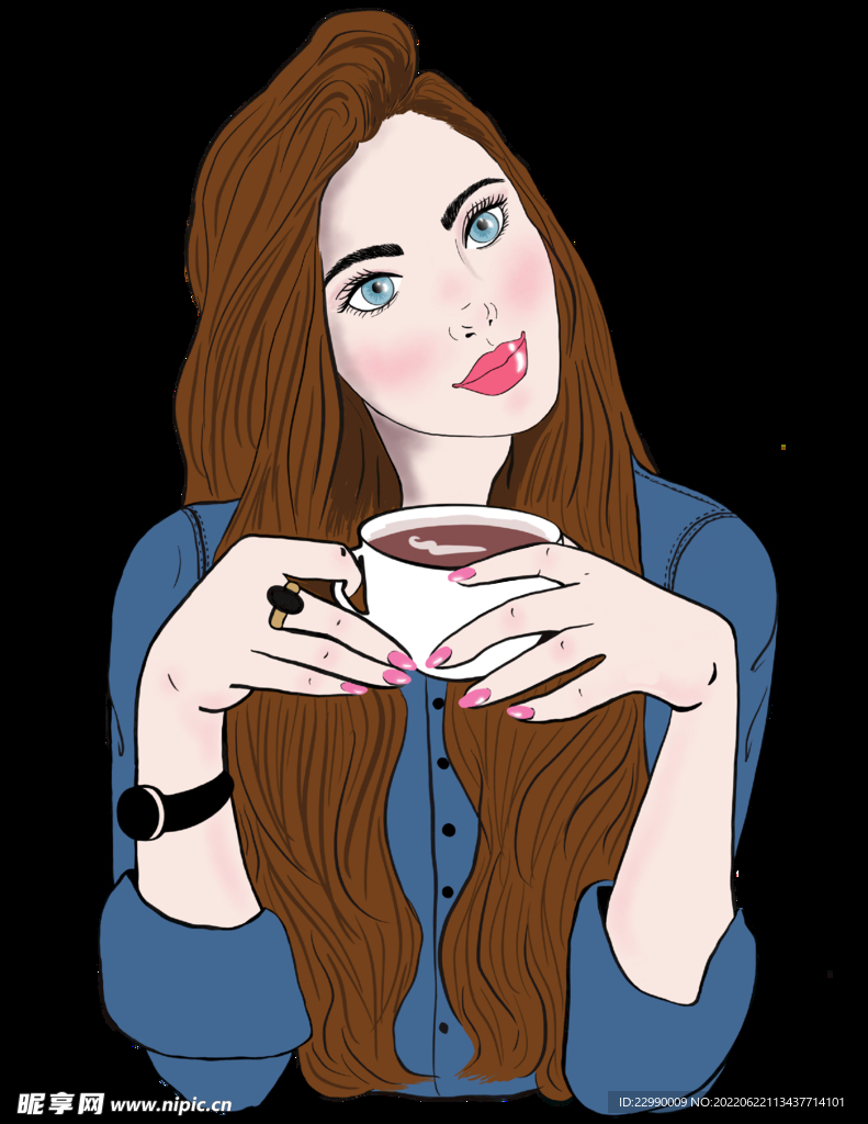 喝咖啡女孩