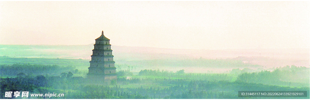 淡雅中国风水墨塔