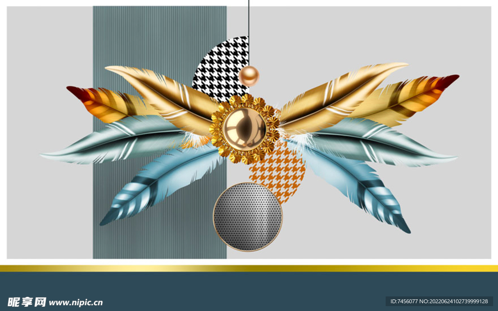 水彩羽毛艺术背景墙