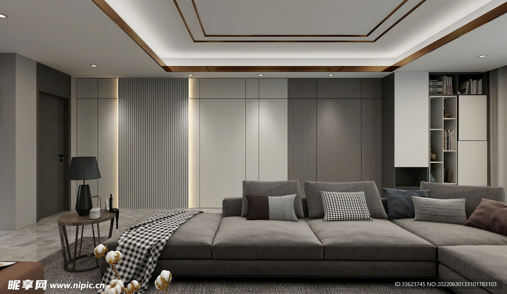 现代轻奢沙发背景效果图