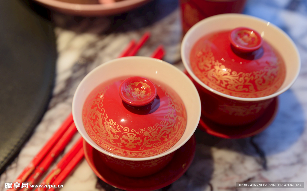 复古婚礼红色茶杯