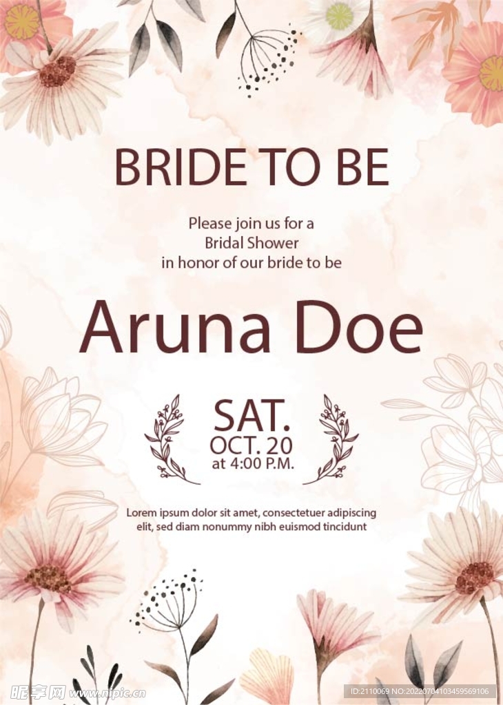 粉色浪漫花朵装饰请柬